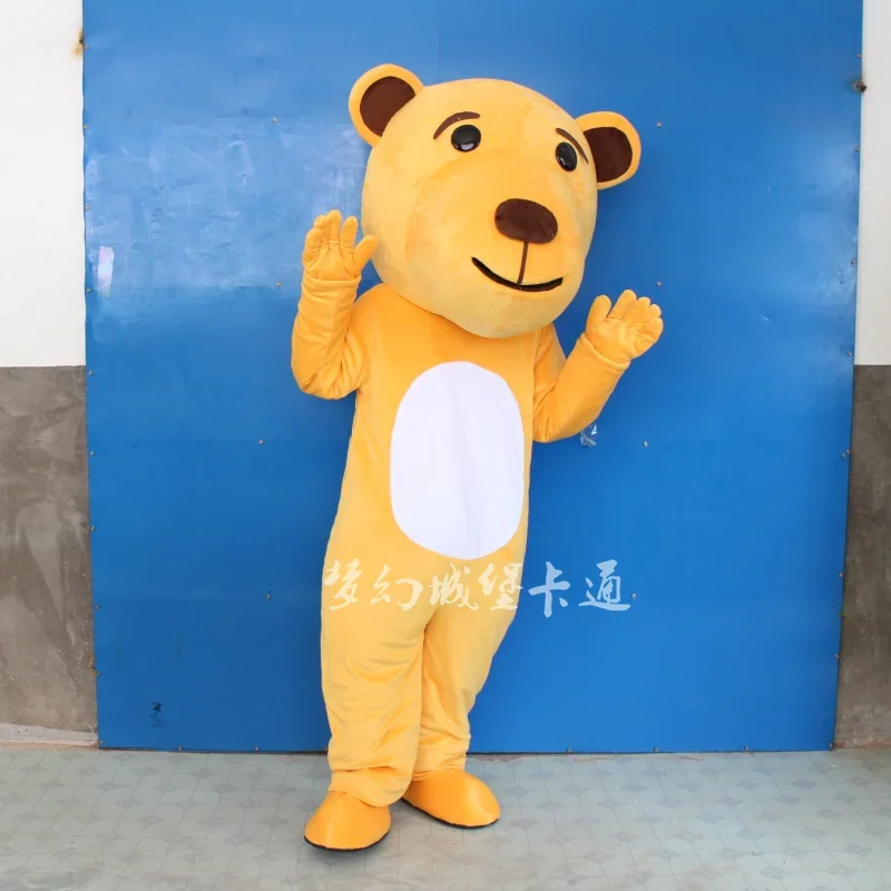 Christmas Yellow Bear Mascot Costume Adult Fancy Dress Clothing Halloween Party Suit Funny Animal Bear Costume