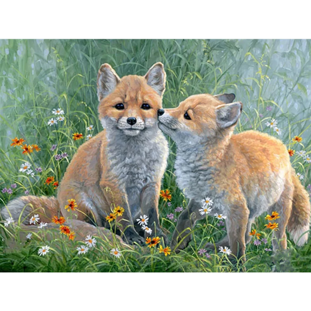 

5D DIY Diamond Painting Fox Mosaic Flower Full Square/Round Diamond Embroidery Animal Needlework Home Decor