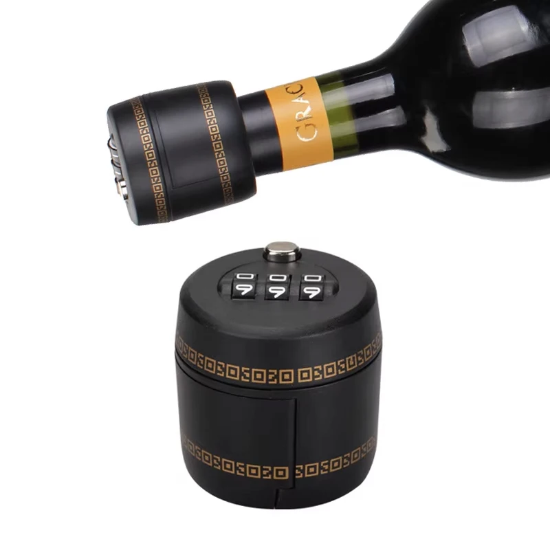 Wine Bottle Lock Cap, Soda Lock Cap Liquor Bottle Locking Caps, Password Bottle Security Cap Plastic Wine Bottle Tops