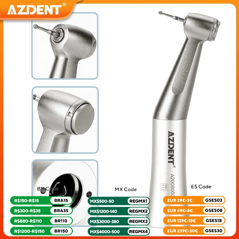 Dental 1:1 Contra Angle AZDENT Low Speed Handpiece fit FG 1.6mm Bur Push Button External Spray Dentistry Tool Instrument