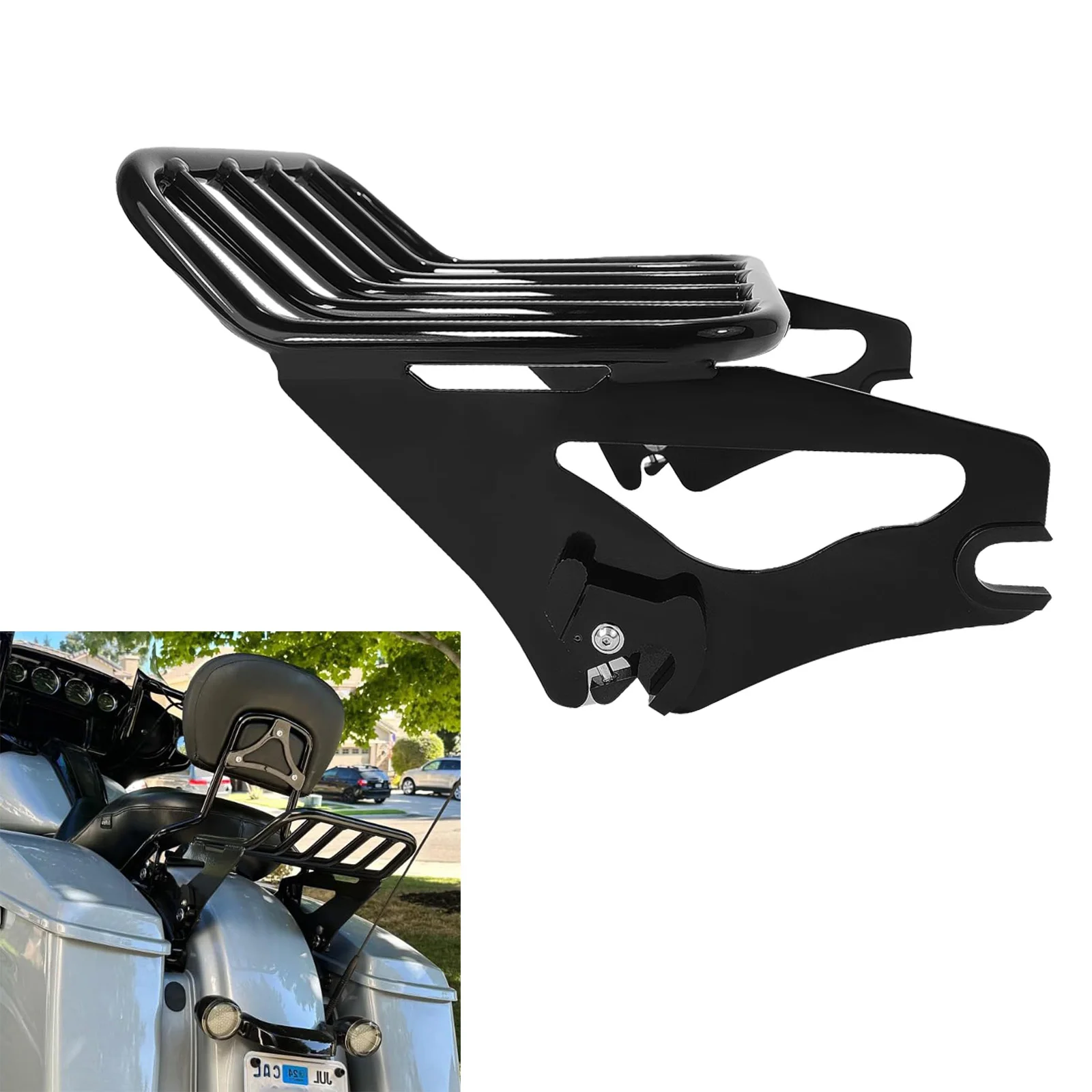 

Съемный двухместный багажник для мотоцикла, заднее крепление для Harley Davidson Street Road Glide Electra Glide Road King 09-23