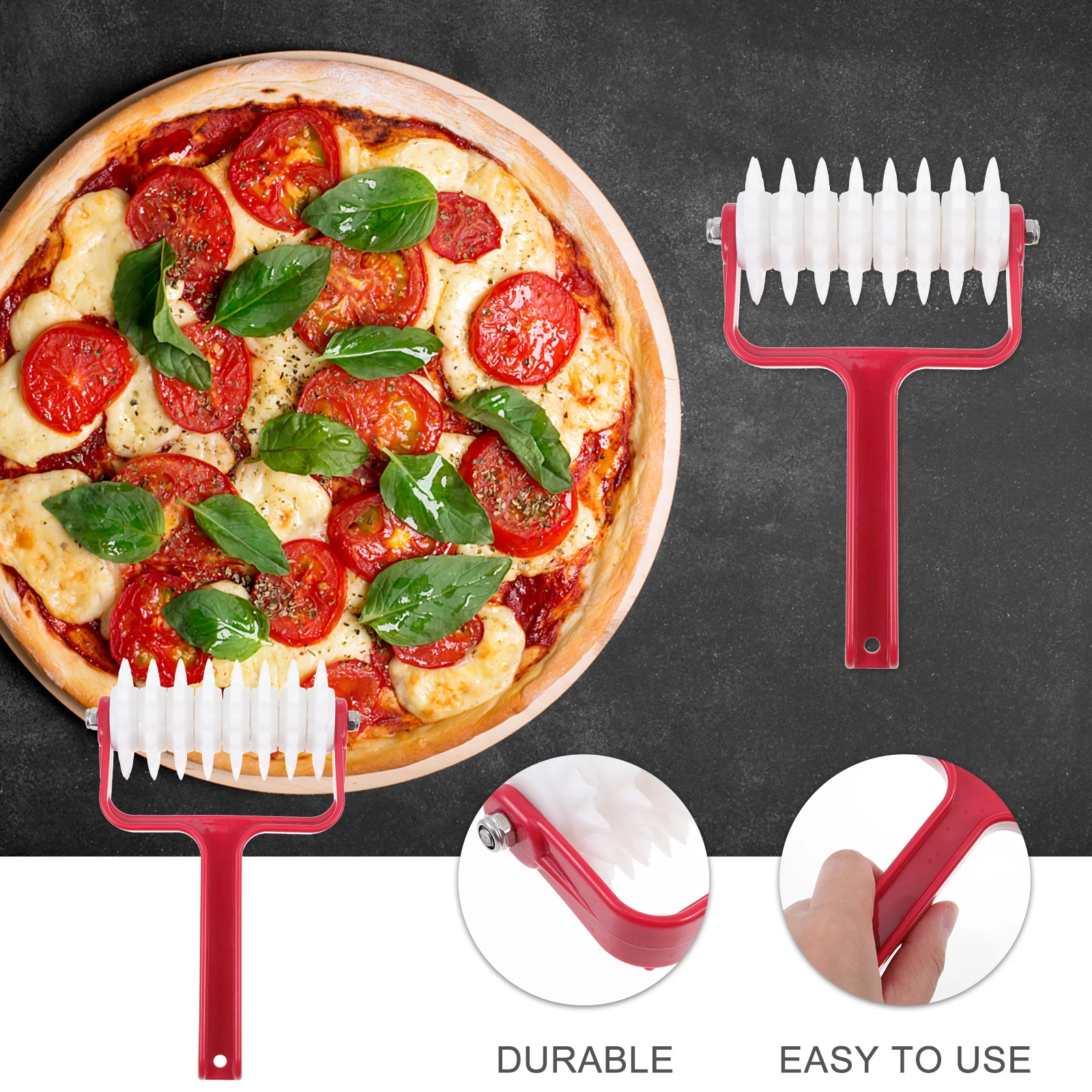 

1Pcs Professional Pizza Crust Roller with Uniform Perforation Holes - Heavy-Duty Baking Supply for Home Kitchen Use