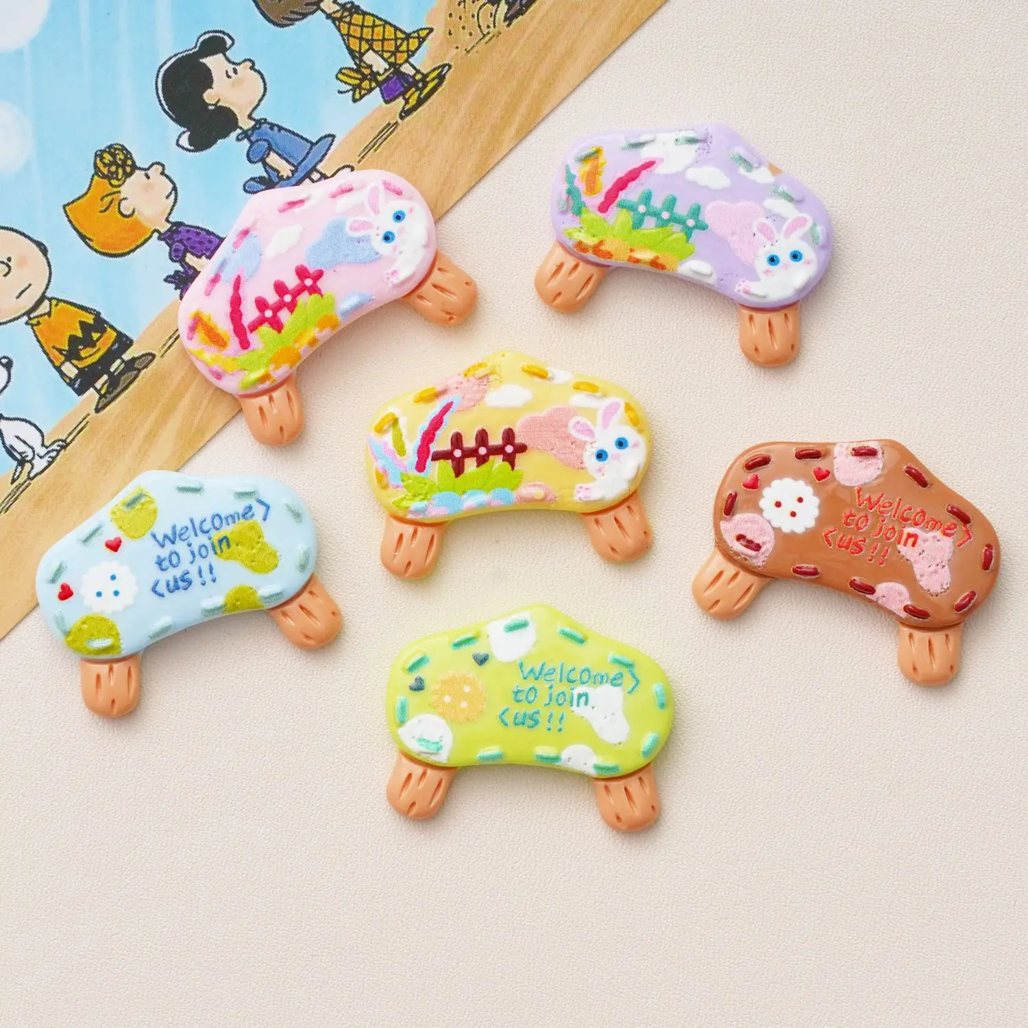 10PCS New cute cartoon cream gel phone case resin accessories hairpin DIY jewelry handmade materials