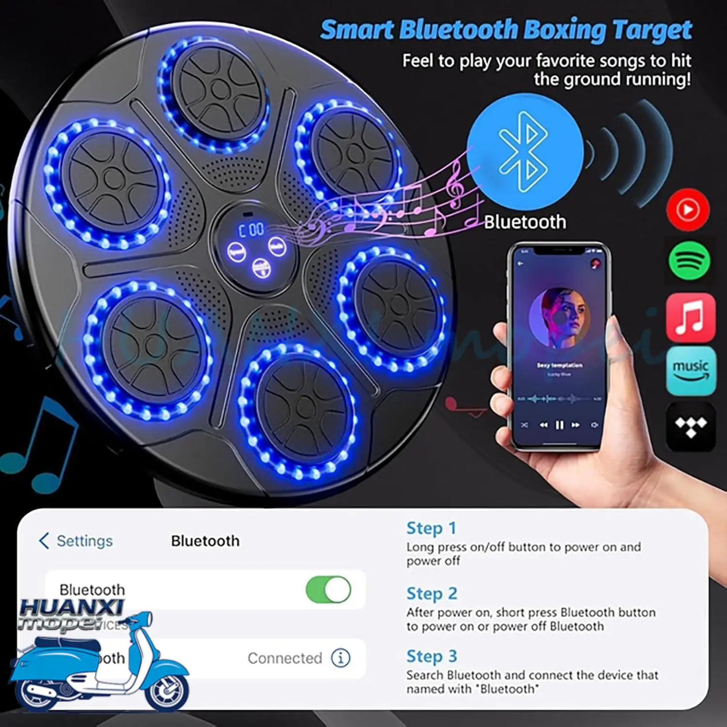 Upgrade Intelligent Music Boxing Machine for Adults & Kids, LED Display & Smart Bluetooth, Wall Mounted Boxing Trainer for Home, Indoor and Gym Use, Have Fun view 2