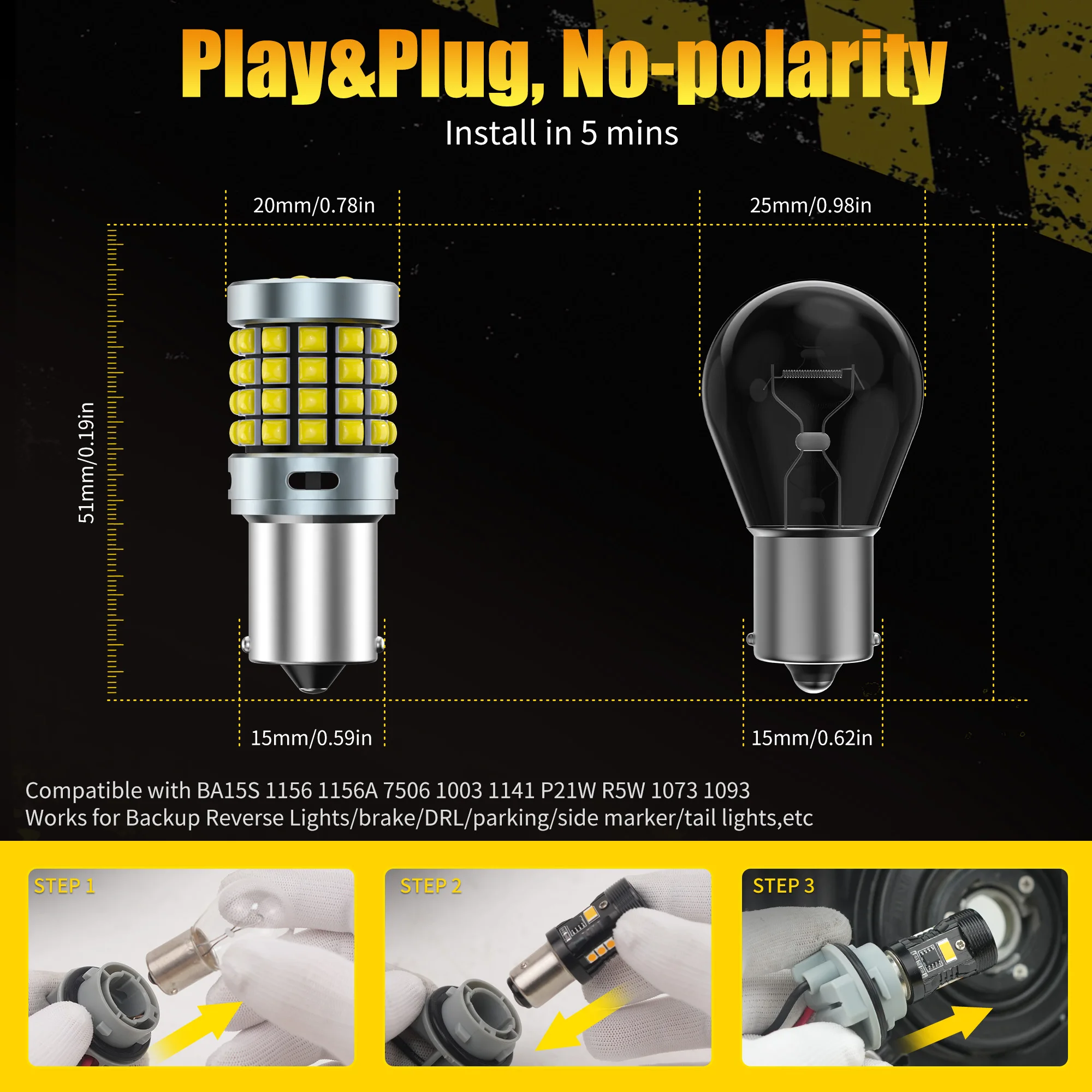 Aileo 2 قطعة سيارة LED عكس الضوء لمبة 1156 BA15S P21W 54 قطعة 3030SMD ل VWPassat B5 B6 جولف Canbus مصباح تلقائي خطأ مجاني تيار مستمر 12 فولت #5