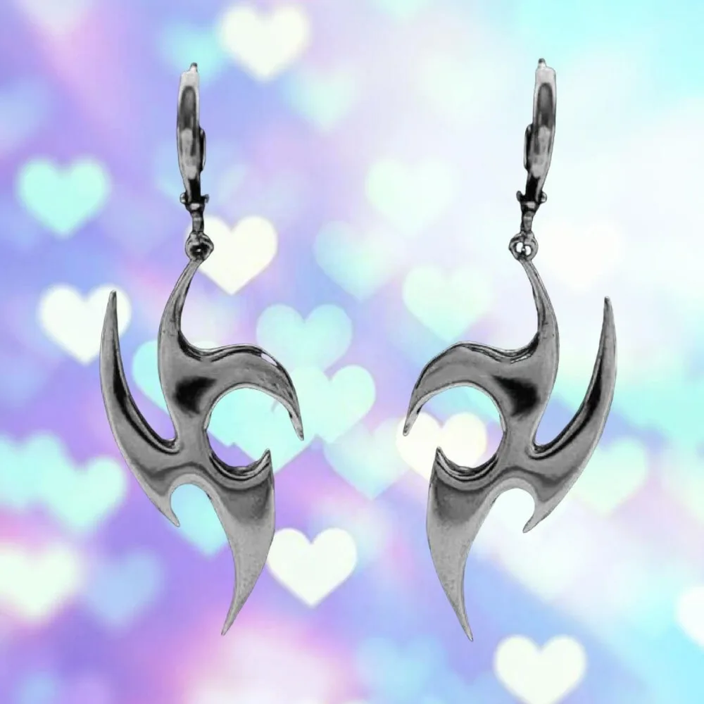 Punk Rock Silver Color Stainless Steel Starlight Flame Pendant Dangle Earrings for Women Men Personality Jewelry Accessory Gifts