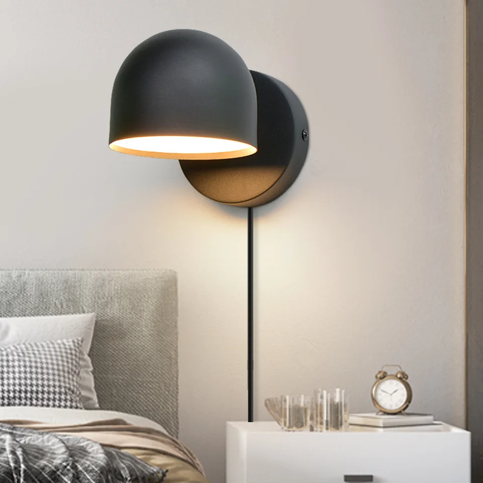 

Indoor wall lamp with switch plug rotatable bedside aisle wall lamp 350° rotating home hotel coffee shop decorative lamps