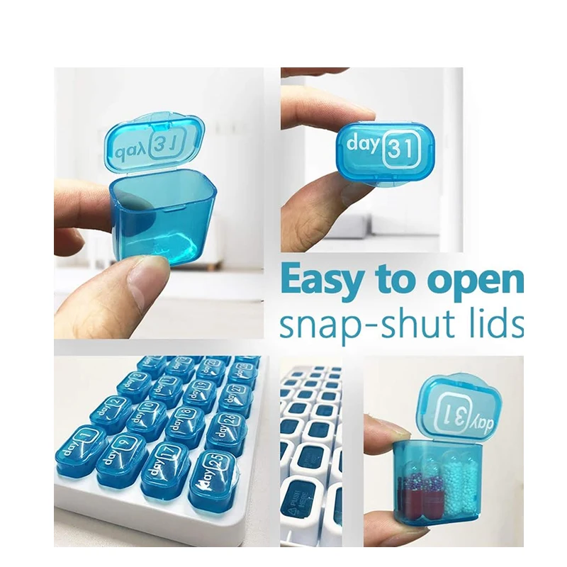1pcs  31-Day Monthly Pill Organizer with Large Removable Medication Pods Portable Pill Case Box And Holder for Daily Medicine - view 3