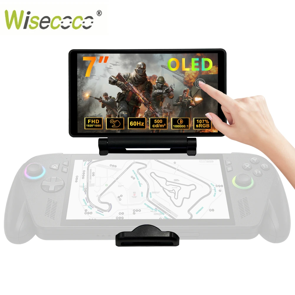 7 Inch AMOLED Clip-On Touch Monitor For ROG Ally 1080P FHD Expansion Display Replicates 3DS Gameplay USB-C One Cable Connection