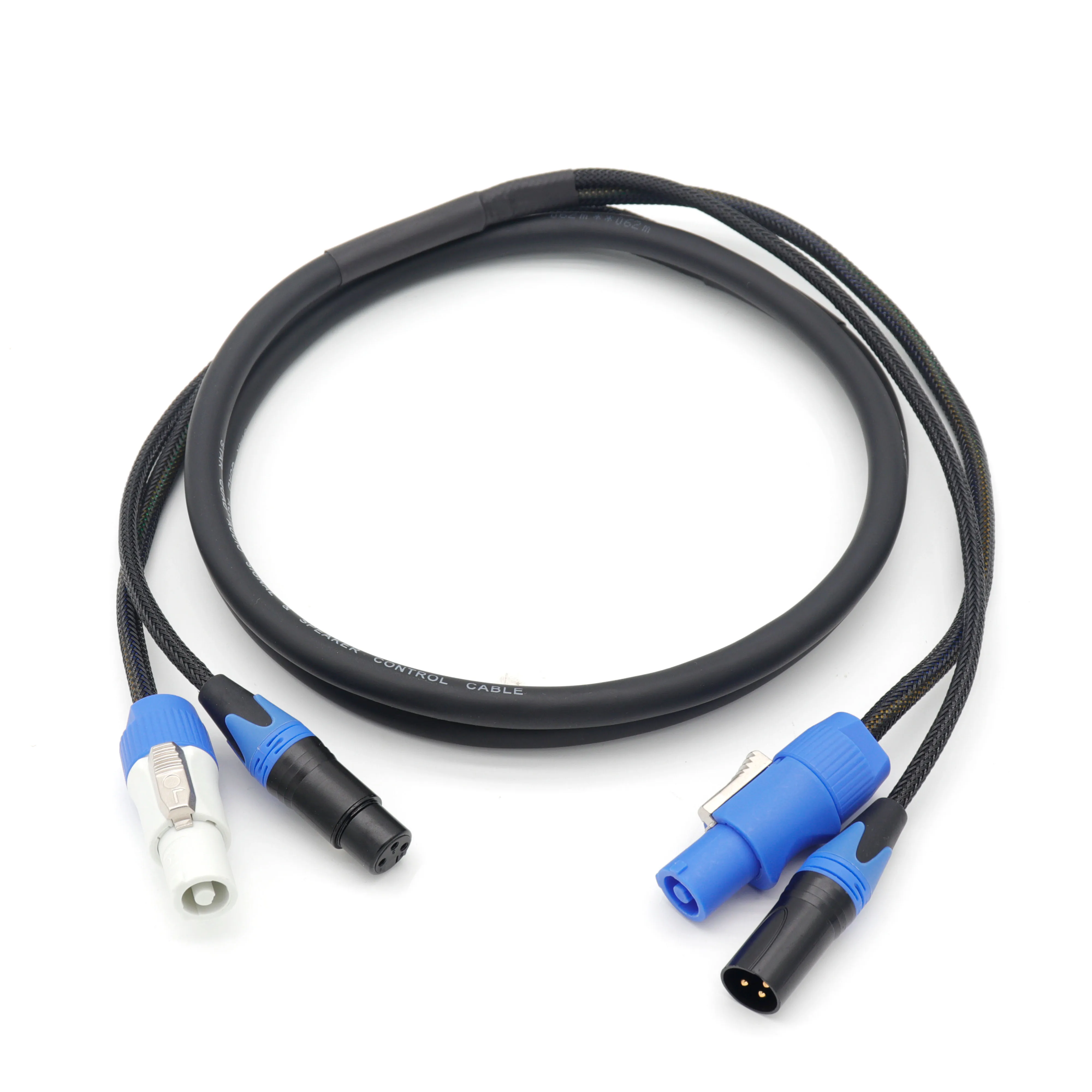 

1 Meter Power DMX 2-in-1 Cable with PowerCON In/Out and 3-Pin XLR for DJ Moving Head Stage Lighting.