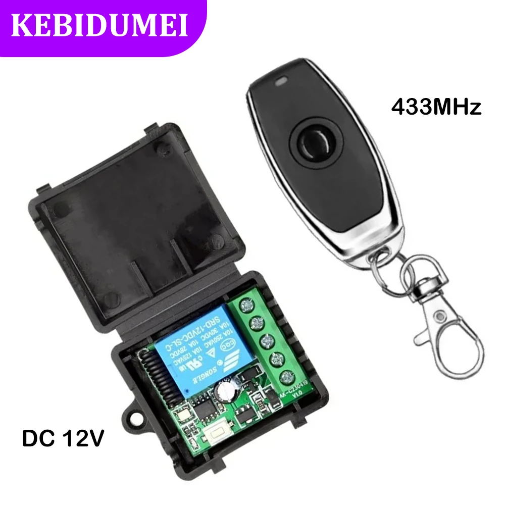 DC12V 433Mhz Wireless Remote Control Switch Relay Receiver Module RF Transmitter Learning Remote Control for Gate Garage Door