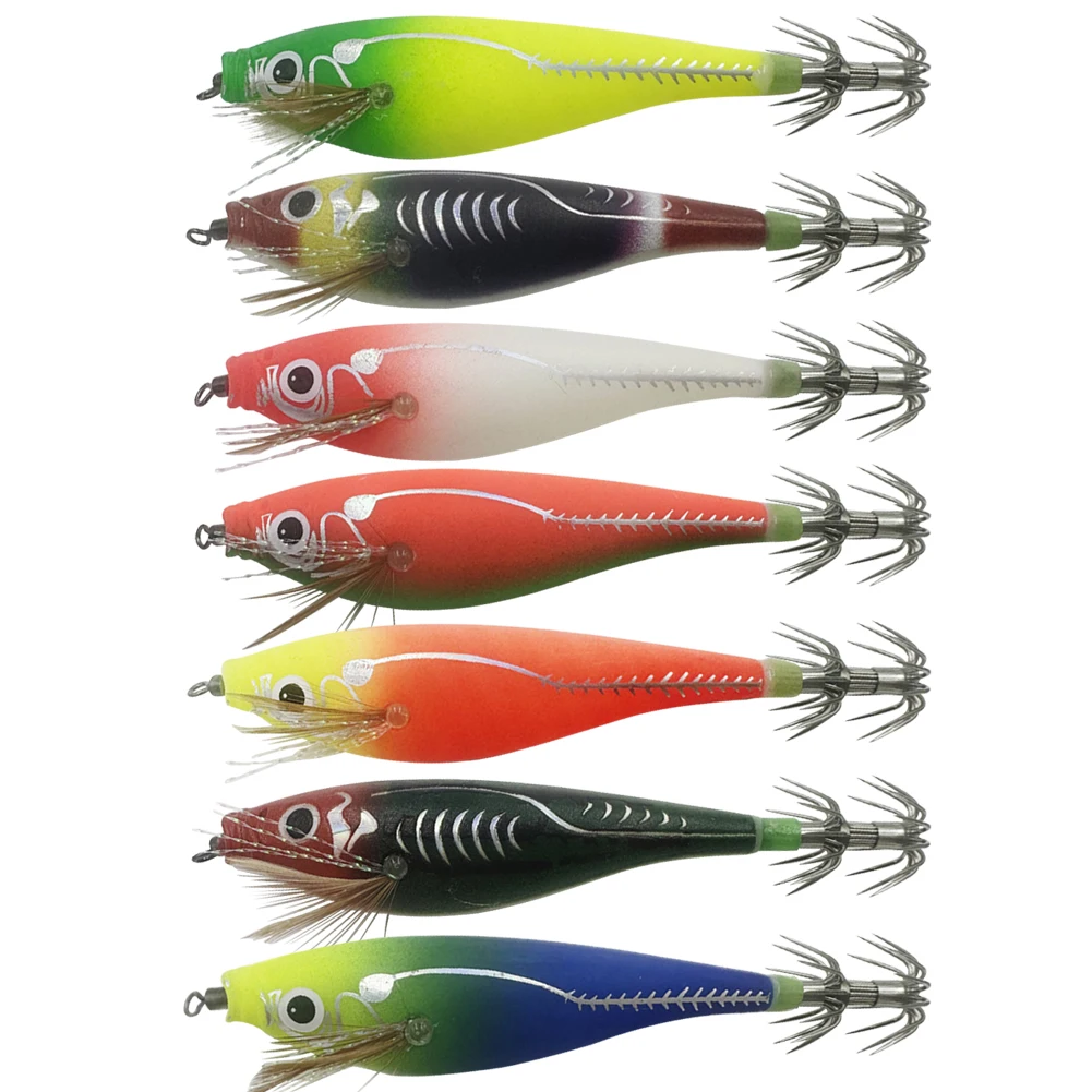 Squid Fishing Lure Built-In Bead Fluorescent Fishing Lure Glow In Dark for Night Fishing Freshwater