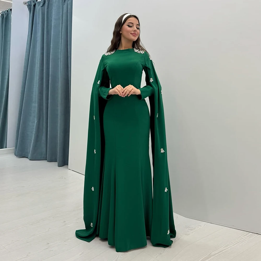 

Вечерние платья из бисера по индивидуальному заказу для свадебных гостей, длинное платье для выпускного вечера для женщин, ночные платья с накидкой и рукавами для особых случаев