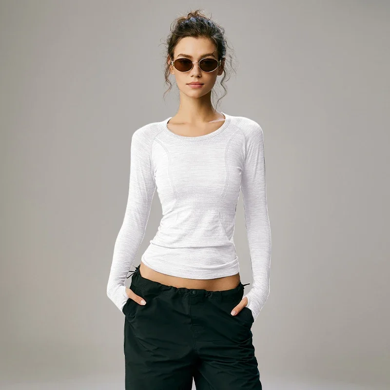 

New Sports Tops, Women's Slim Quick-drying Yoga Clothes, Running Pilates Training, Fitness Clothes, Long Sleeves.