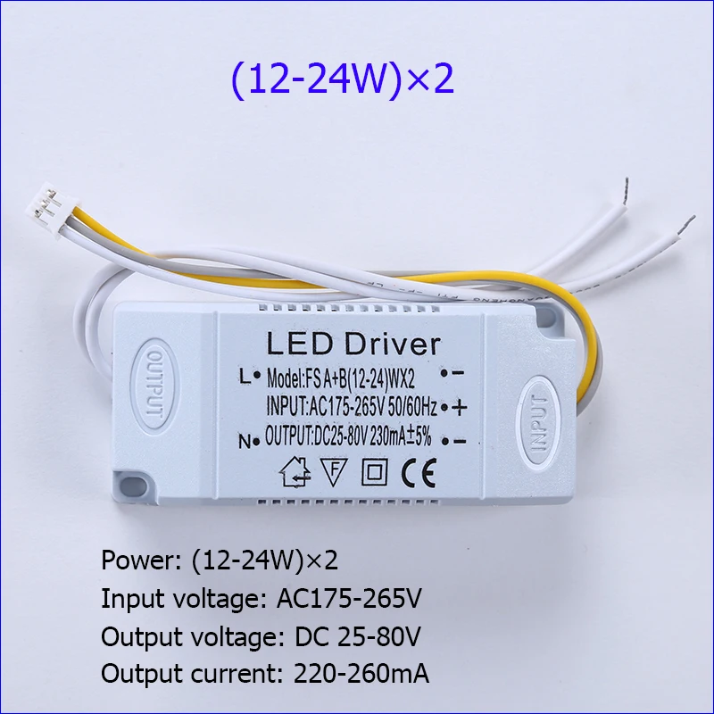 LED Driver 3 colors Adapter For LED Lighting AC220V Non-Isolating Transformer For LED Ceiling Light  12-24W/24-40W/36-50W