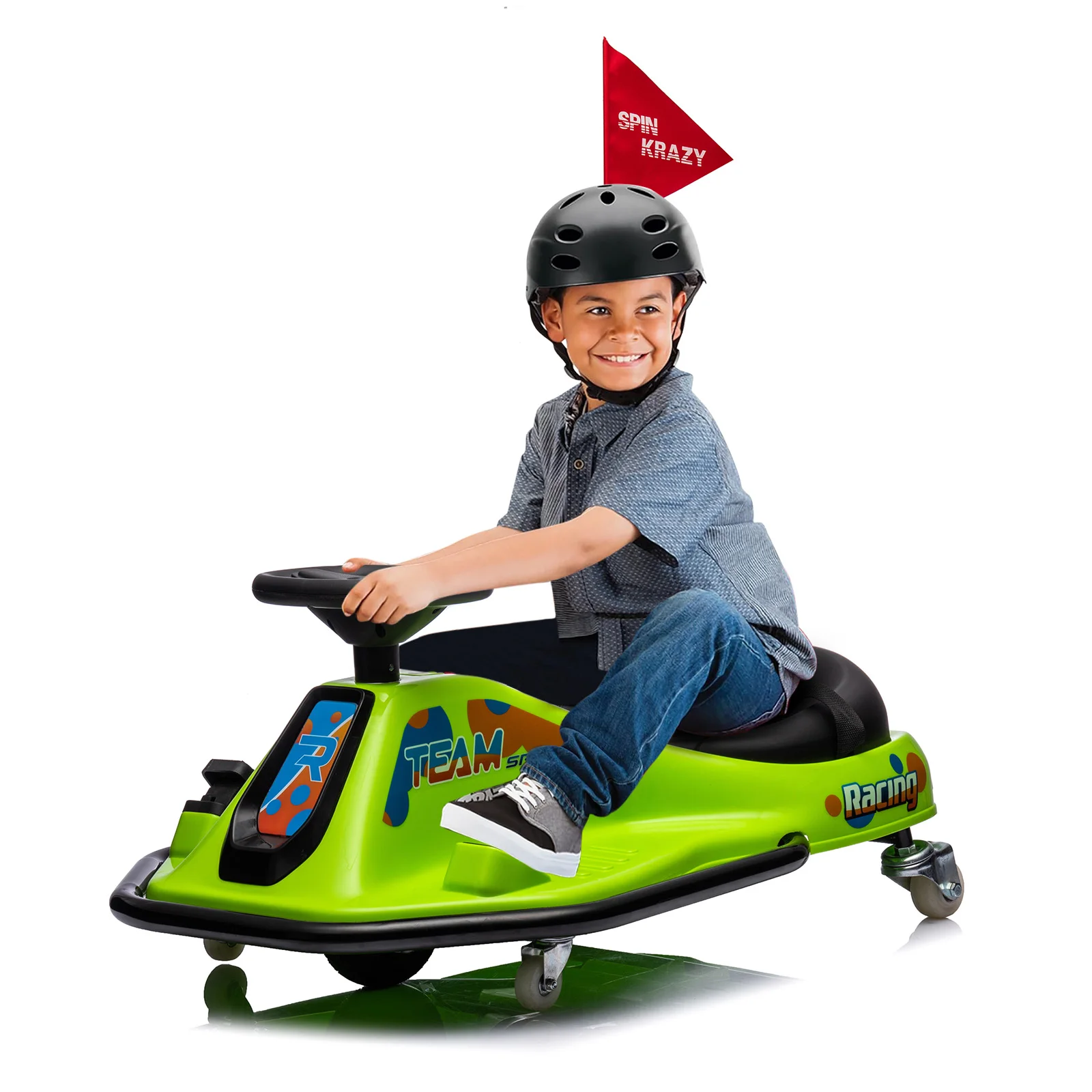 Go Kart électrique 24V pour enfants, vitesse maximale de 5 MPH avec système de dérive, rapport de direction 1:1, batterie et chargeur rechargeables, poids de 120 lb