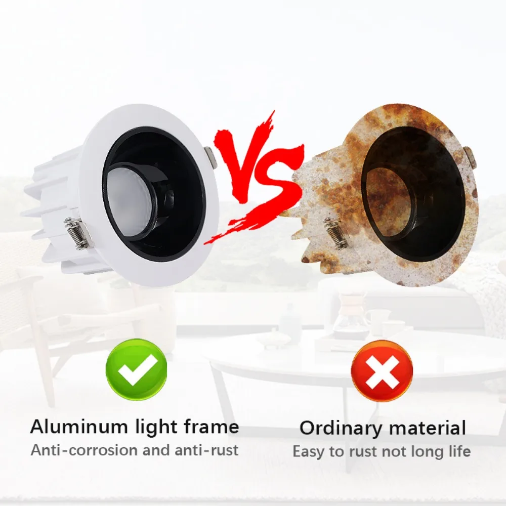 7 W Embedded Ceiling Light  LED Anti-glare Spotlight Shopping Mall Hotel COB High-power Spotlight White Downlight Spotlight