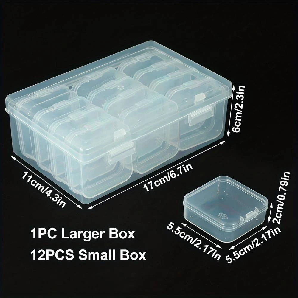 12/15/20/30 Grids DIY Beads Diamond Paint Crafts Transparent Plastic Storage Box, Art Embroidery Jewelry Accessories Box