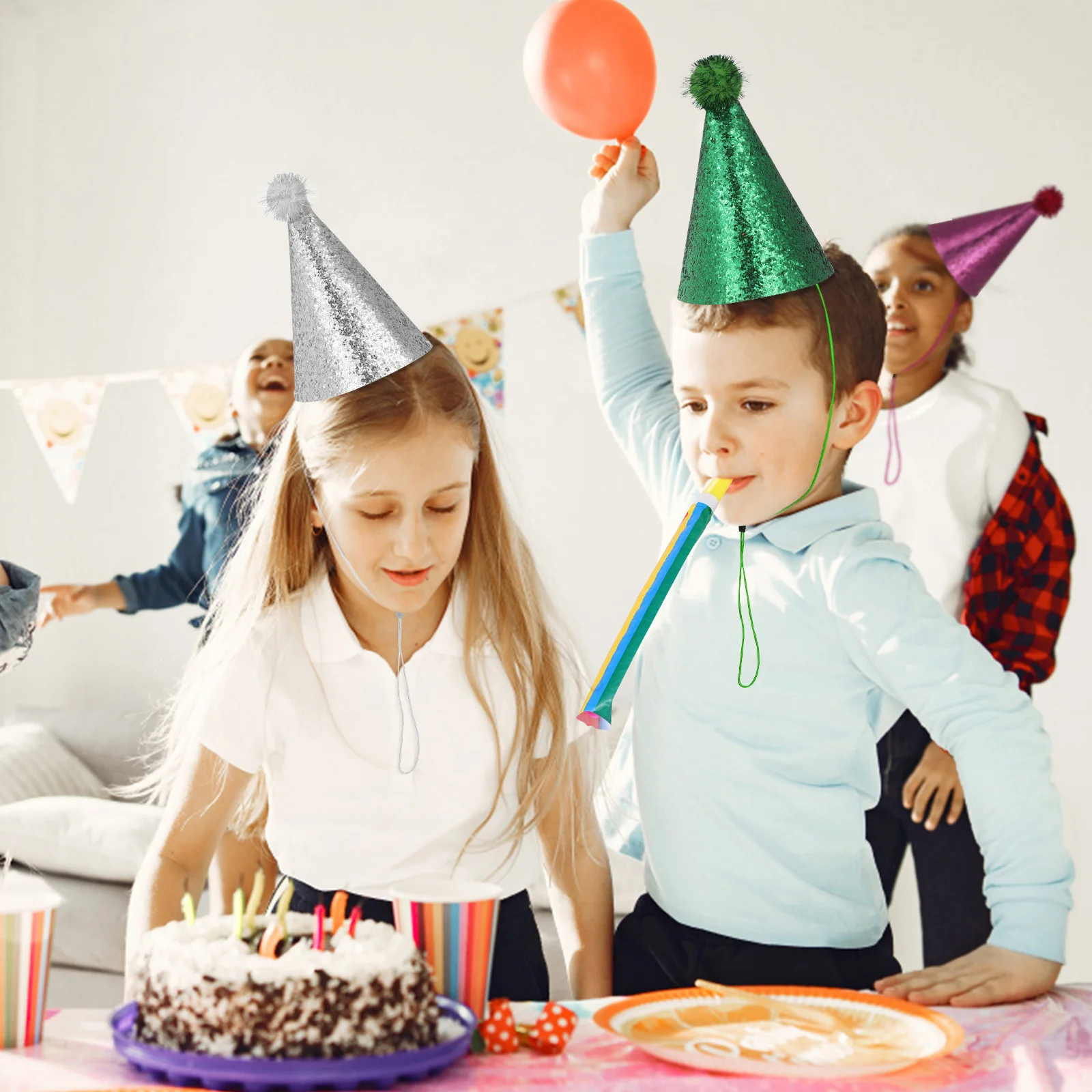 

Three Cornered Hats 10 Colors L Size Birthday Party Decorations Paper Cone Caps Kids Adults Adjustable Strings Strong Reusable