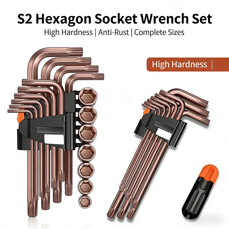 

Набор торцевых ключей из стали S2 с шестигранной головкой — многоразмерный набор инструментов промышленного класса высокой твердости для ремонта механических и сборки дома