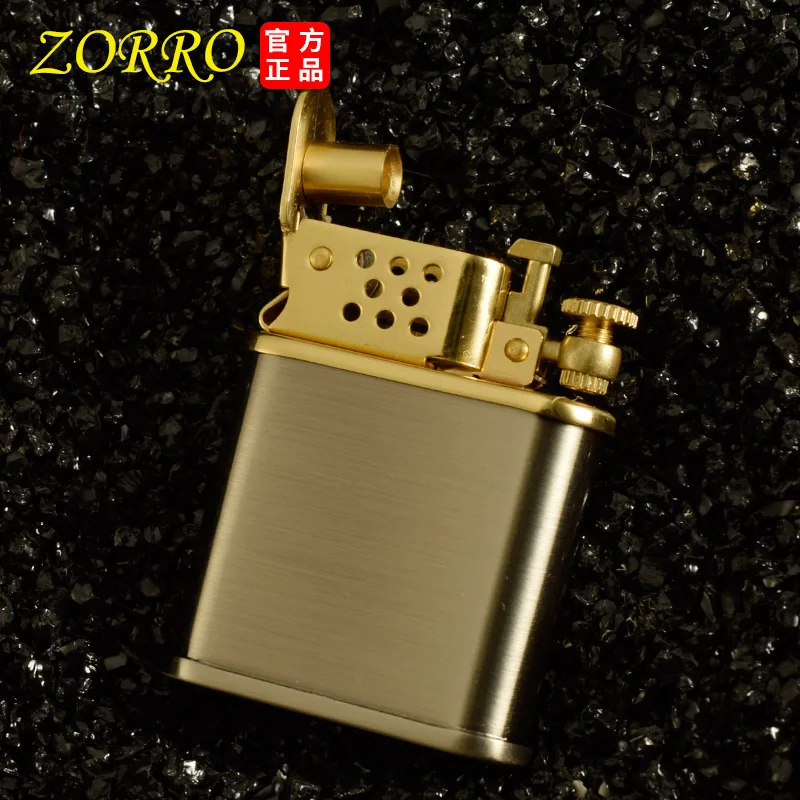 ZORRO Brass Windproof Kerosene Lighter Automatic Ejection Ignition Pure Copper Lighter Retro Gift Men\'s Smoking Accessories