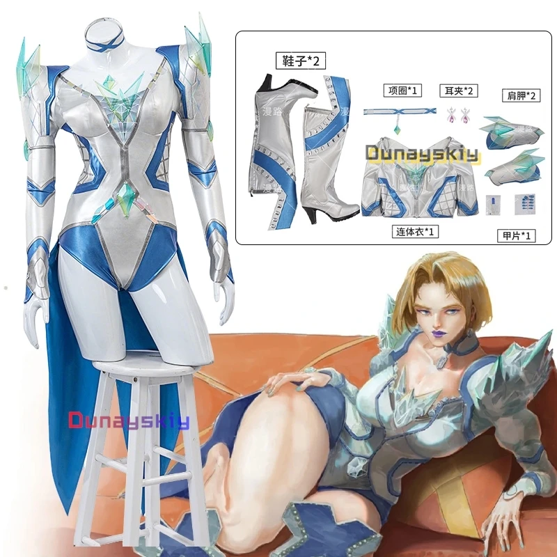 

Game Emma Frost Cosplay Queen Costume XS-3XL Sexy Battle Bodysuit Women's Jumpsuit Zentai Suit Anime Party Masquerade Tights