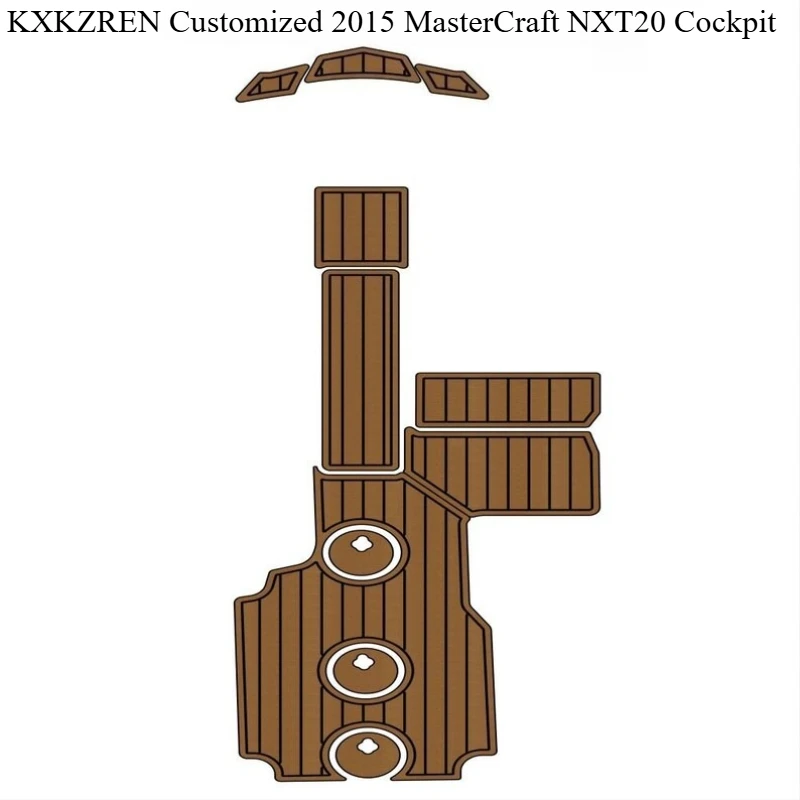 

KXKZREN Customized 2015 MasterCraft NXT20 Cockpit Faux Teak Boat Decking Sheet Self-adhesive EVA Foam Non-slip Flooring Pad