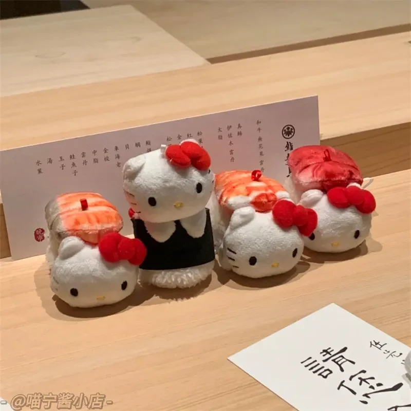 سانريو السوشي قلادة مرحبا كيتي سمك السلمون الحلو الروبيان التونة حقيبة قطيفة قلادة المفاتيح زينة السيارات الحلي الهدايا #1