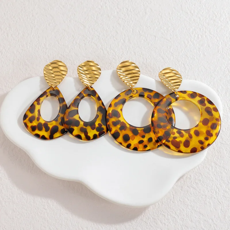 Loe | Leopard Print Acrylic Earrings Trendy Women Stainless Steel Vintage Party Jewelry Gold Color Hot Sale 2026