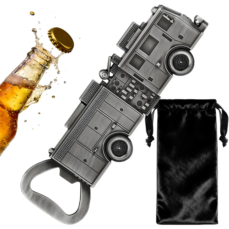 

Novel New Fire Truck Design Beer Bottle Opener for Kitchen Club Bar Gadget Wedding Party Accessory with Bag Gift To Firefighter