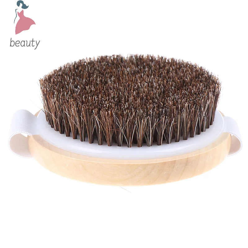 1X Wood Natural Horse Hair Bath Body Brush Cellulite Shower Dry Skin Exfoliation