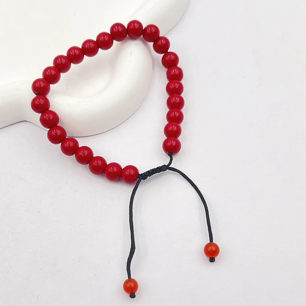 Game Konig Cosplay Agate Bracelet Red Beads Pendant Bangles Unisex Hand Chain Jewelry Accessories Props