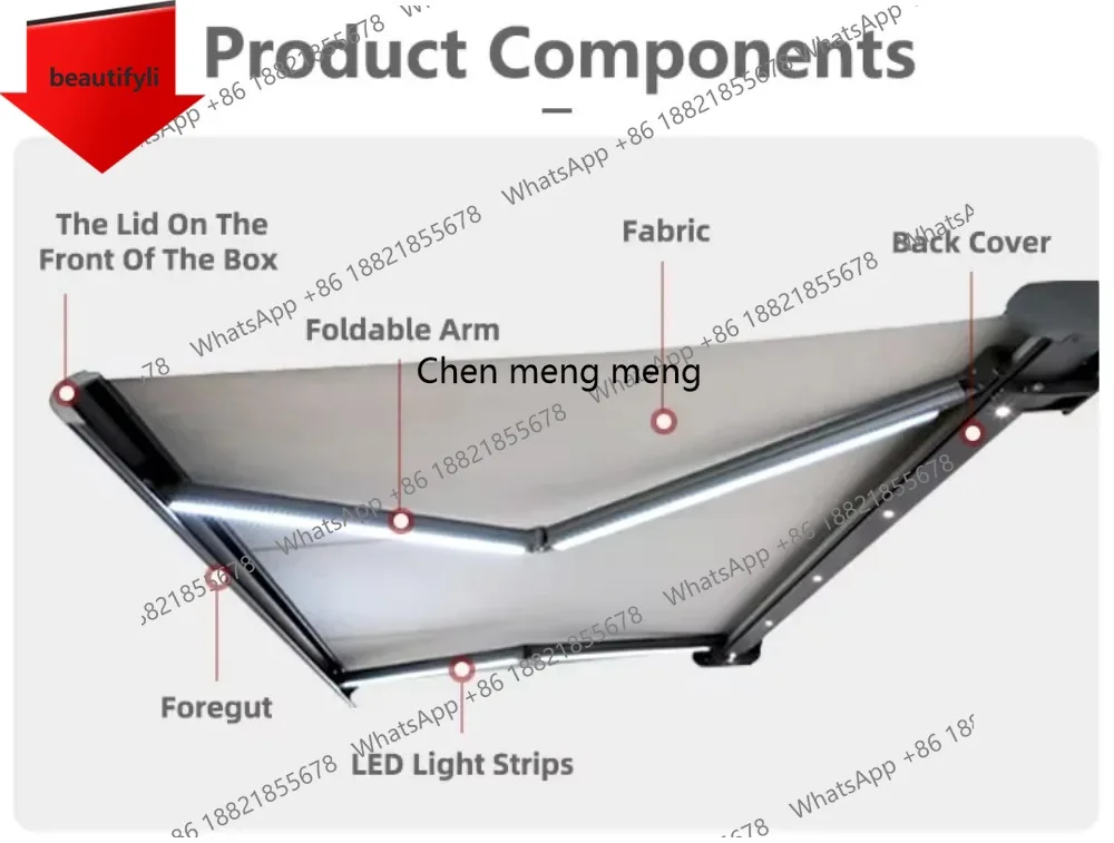 

Умный электрический выдвижной навес для террасы A38 с полной алюминиевой кассетой, светодиодной подсветкой и водонепроницаемым тентом для защиты от солнца на открытом воздухе