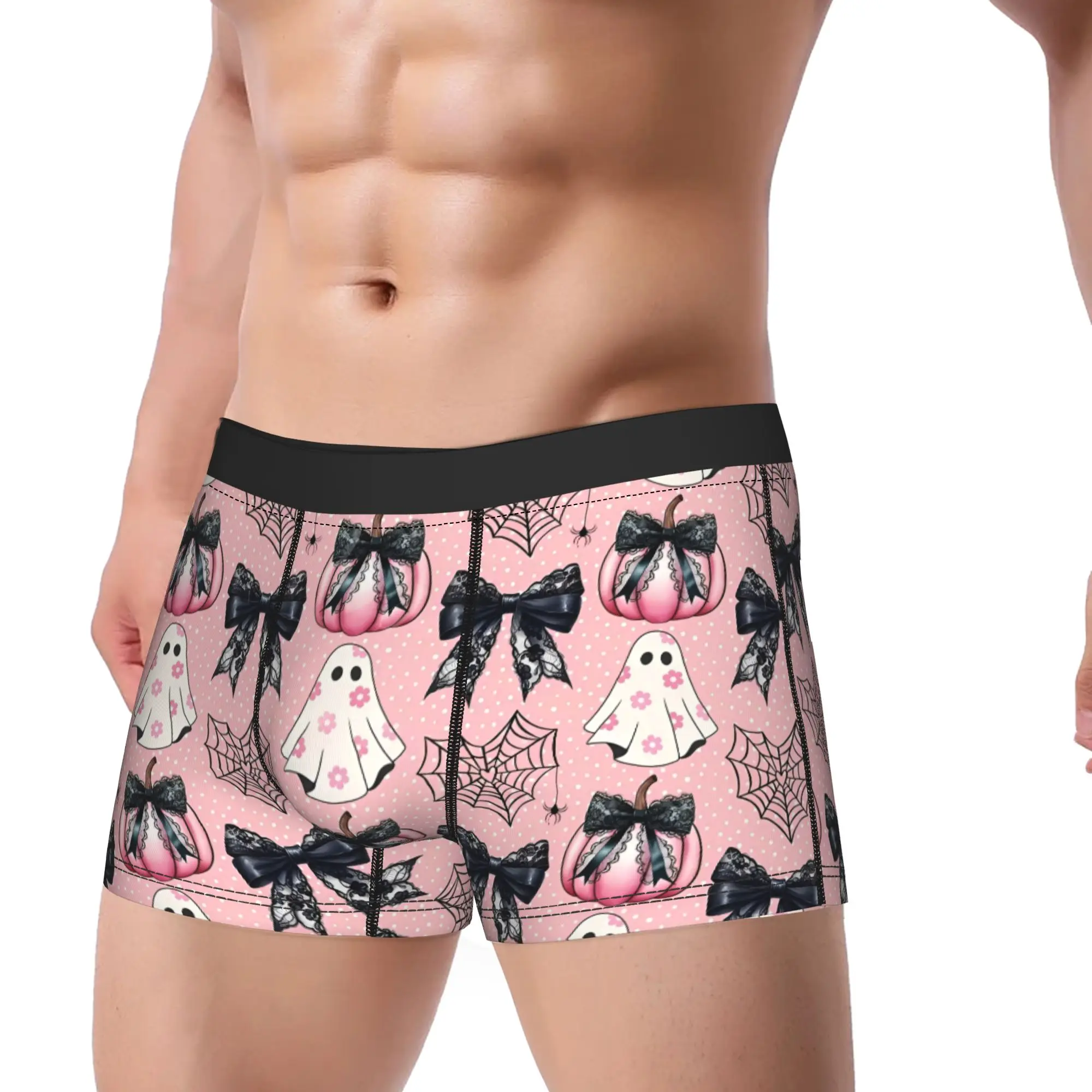 Cute Ghosts Pumpkins Spiderwebs Bows Men's Underwear Halloween Boxer Briefs Shorts Panties Sexy Soft Underpants for Homme S-XXL