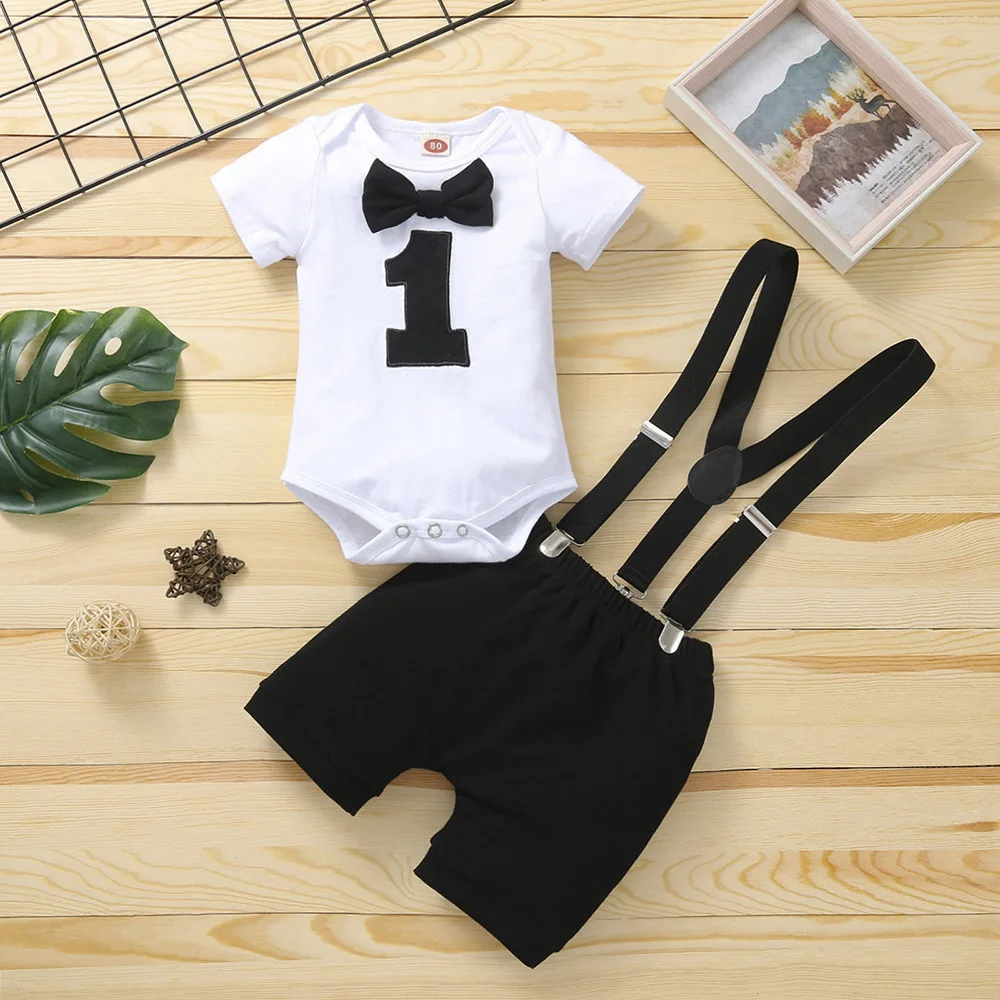 1st Birthday Outfit for Baby Boy Baby Girl Clothes Baby Boy 0 12 Months Letter One Printed Romper Baby Photography Props Outfit