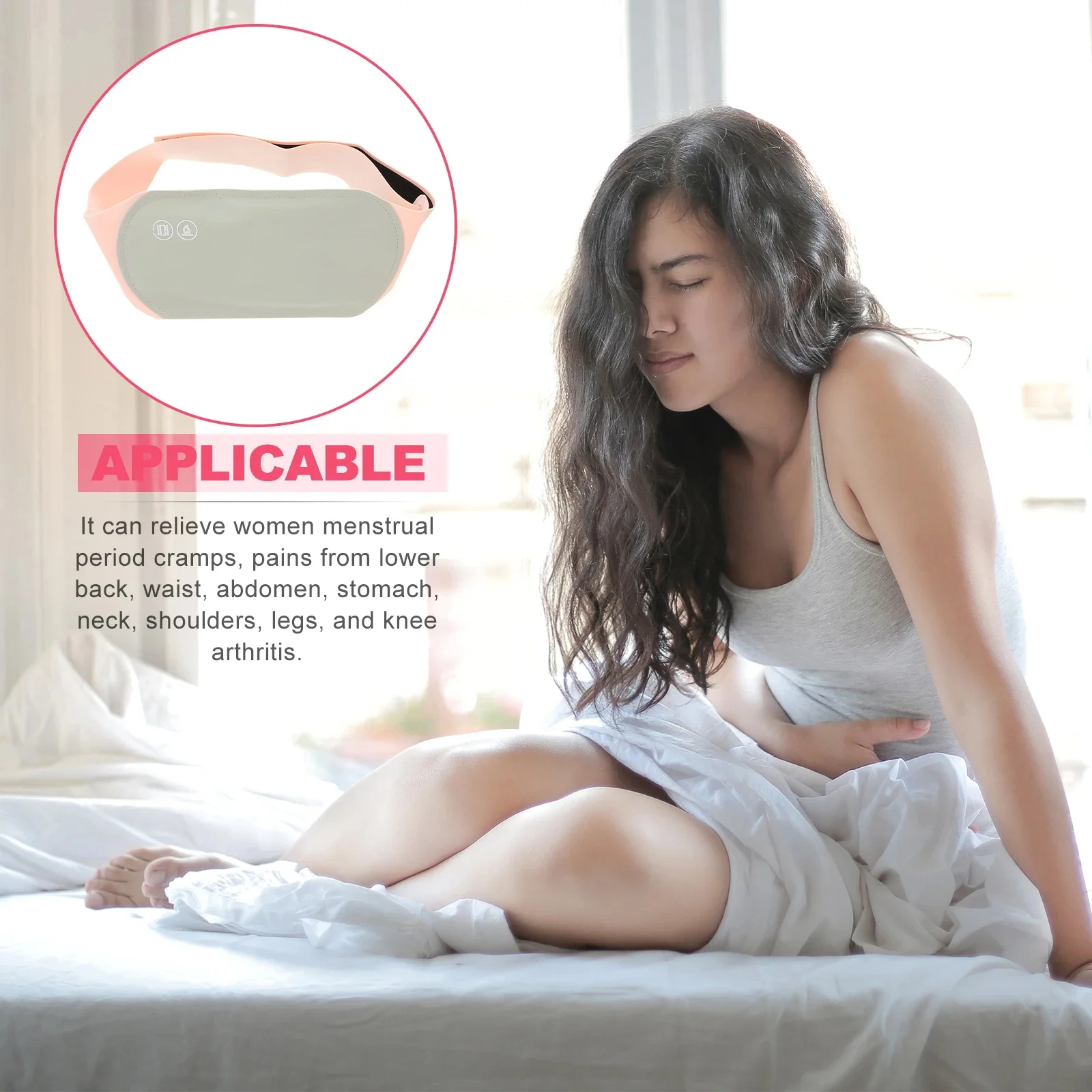 

LASTEK Menstrual Heating Pad Smart Warm Palace Belt Relief Waist Pain Cramps Vibrating Abdominal Massager Electric Waist Belt