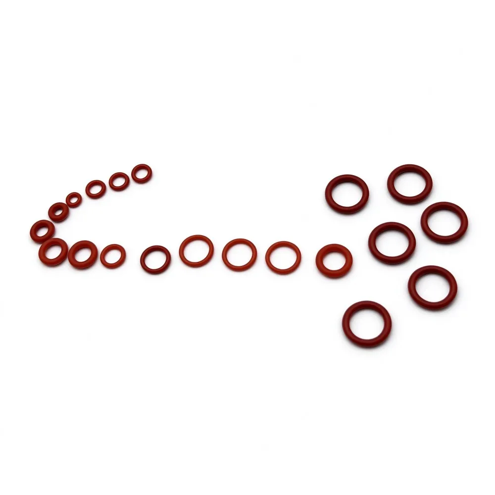 Red VMQ Silicone O Ring Set 250Pcs OD4-10mm Food Grade Non-Toxic Heat Resistant Waterproof Seals for Reliable Tight Sealing