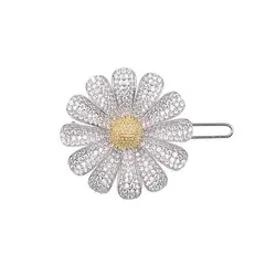 SENYU Luxury Flower Hairpins Beautiful Mini Zirconia Micro-inlay Daisy Hairclip Fashion Women Hairband Wedding Bridal Jewelry