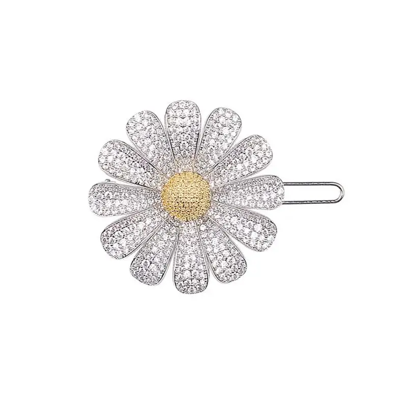 SENYU Luxury Flower Hairpins Beautiful Mini Zirconia Micro-inlay Daisy Hairclip Fashion Women Hairband Wedding Bridal Jewelry