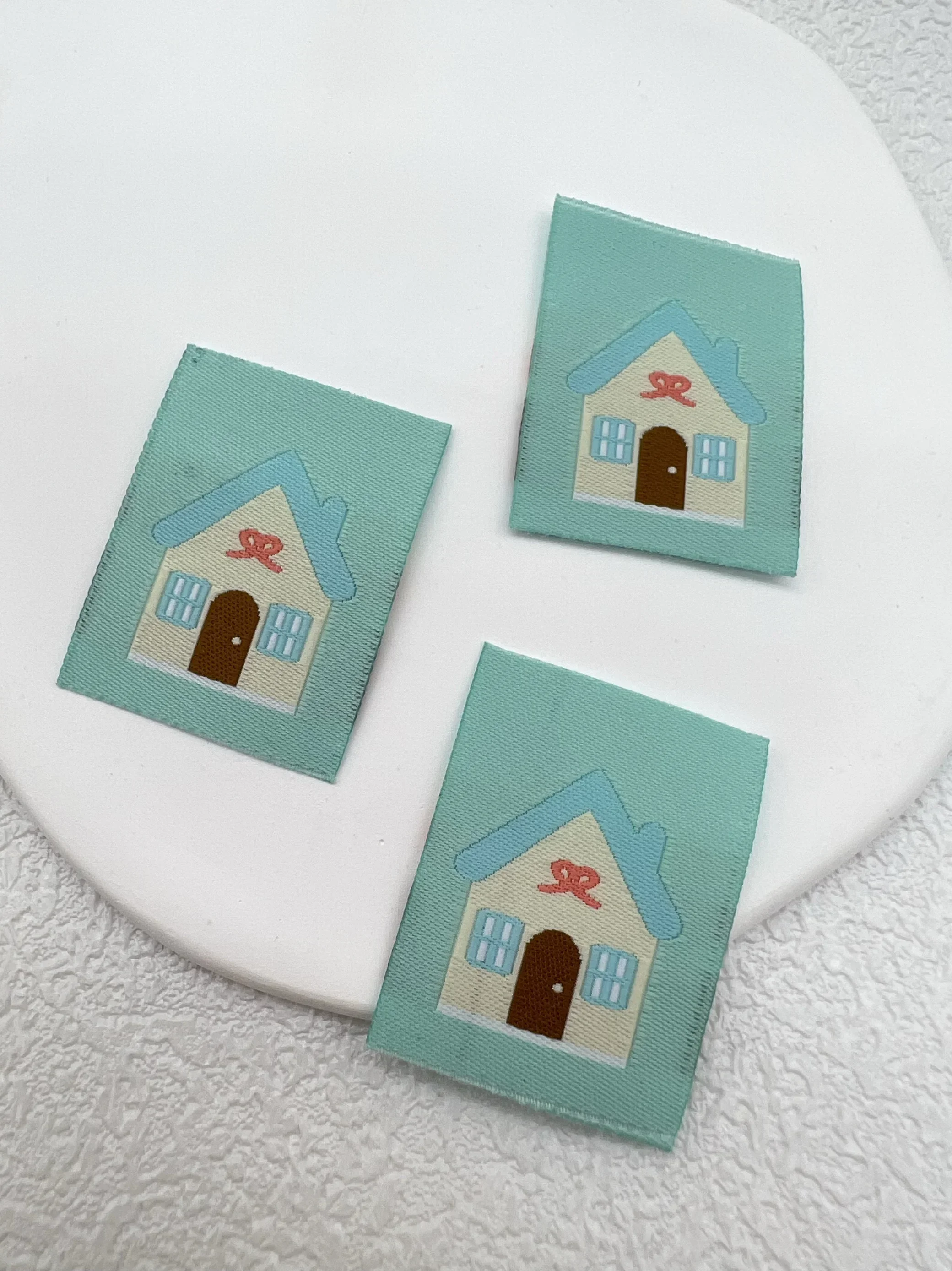 Color bow small side label handmade cloth half fold label sewing DIY accessories weaving label