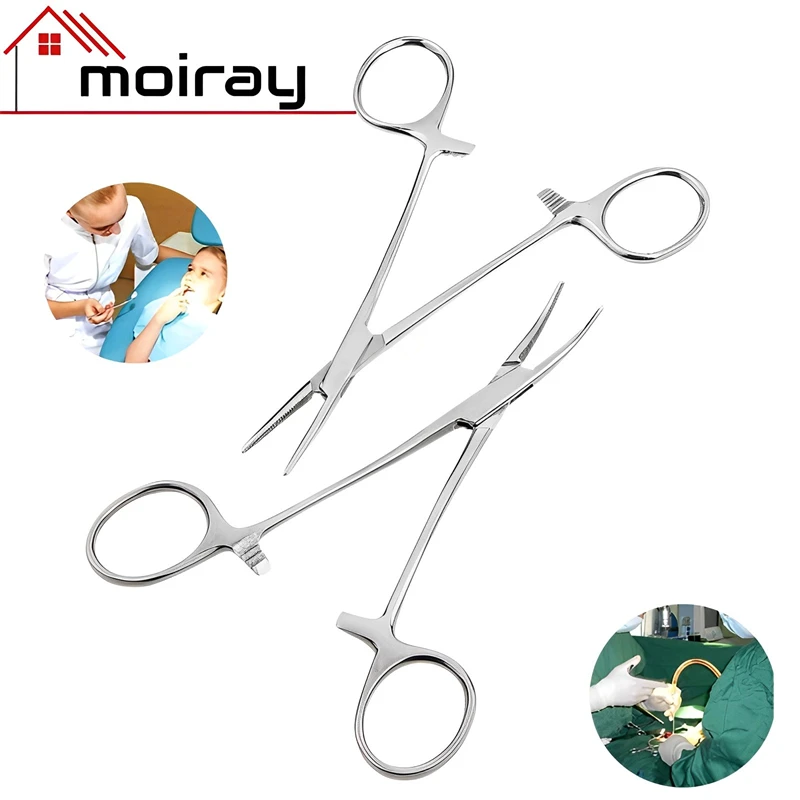 Stainless Steel Curved Tip and Straight Tip Forceps for Locking Clamp Hemostatic Forceps Arterial Forceps Clamp Fish Hook Pliers