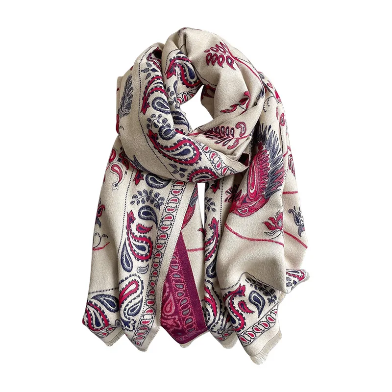 

Кашемировый шарф с принтом для женщин, шаль, зимнее теплое толстое одеяло, платок, модный шейный платок Bufanda, бандана, пашмина
