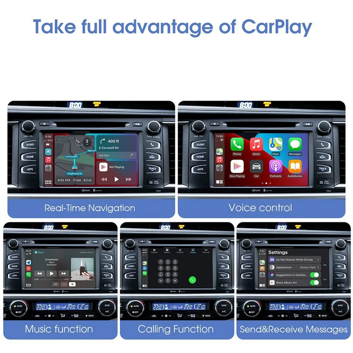 N27R Wireless CarPlay Android Auto Retrofit Decoder für TOYOTA 2014-2019 HIGHLANDER 4Runner Tundra RAV4 Tacoma Land Curiser