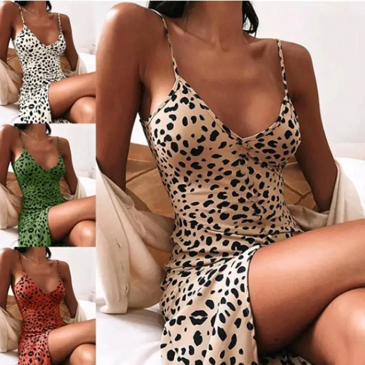 

2024 Slim Fit Women's Clothing with New Leopard Print Print on Camisole Dresses for Spring and Summer