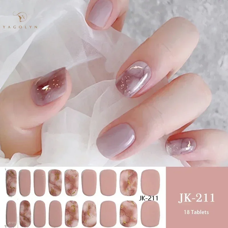 1Sheet Semi-Cured Gel Nail Strips Patch Sliders Adhesive Waterproof Long Lasting Full Cover Gel Nail Stcikers UV Lamp Need