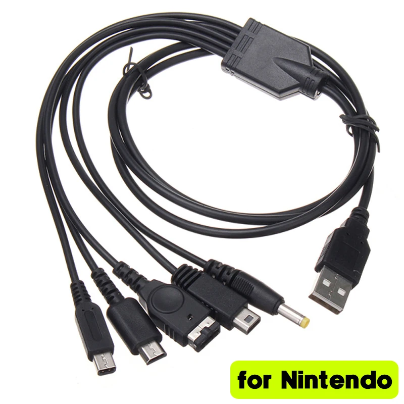 for Nintendo Wii U/ NEW 3DSXL/NEW 3DS/NDS LITE SP/PSP/GBA SP Nintendo Charging Cable with 5 Types Ports Universal Charger Cable