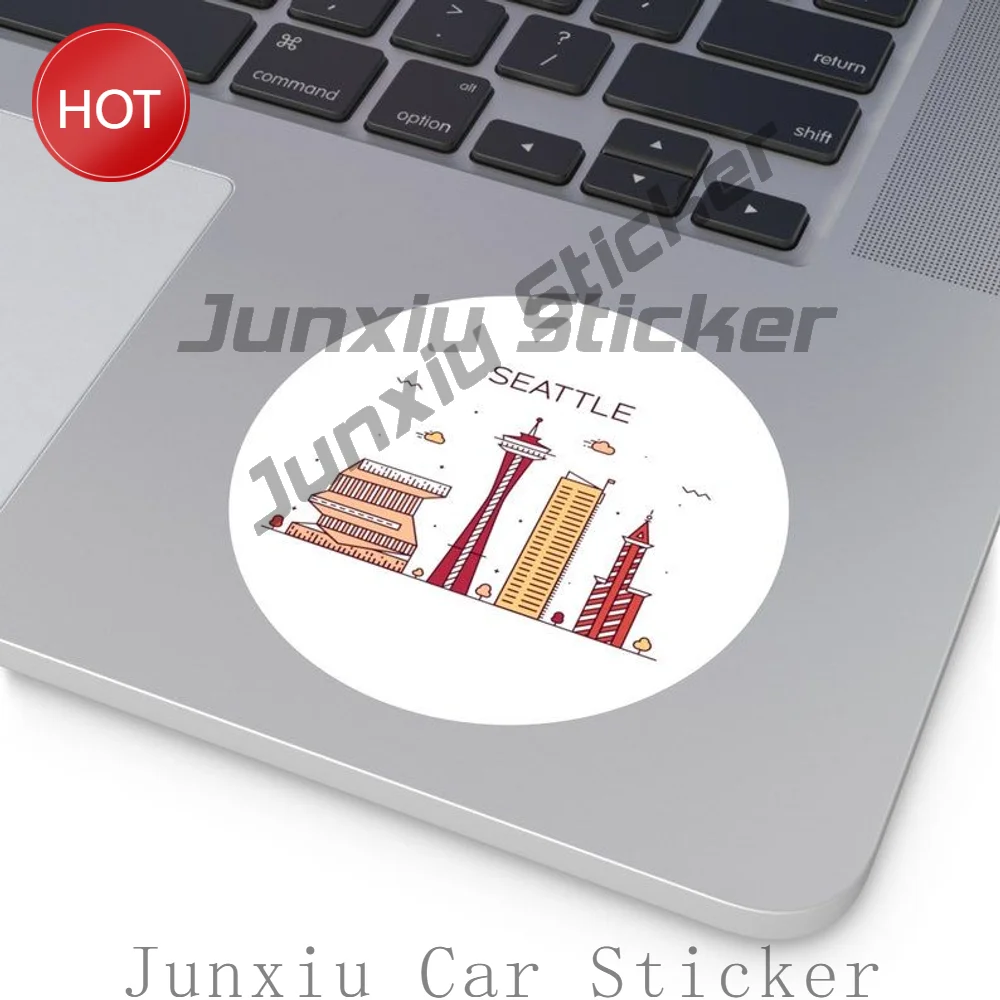 Seattle Washington City Skyline Water Resistant PVC Vinyl Sticker For Vehicle Window And Luggage Decorative Design Decal