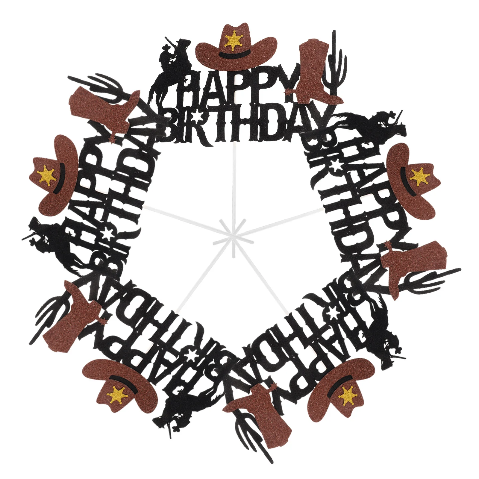 

5Pcs Western Cowboy Cake Toppers Cupcake Picks Wild West Birthday Party Decorations Supplies Cowboy Birthday Party Decorations