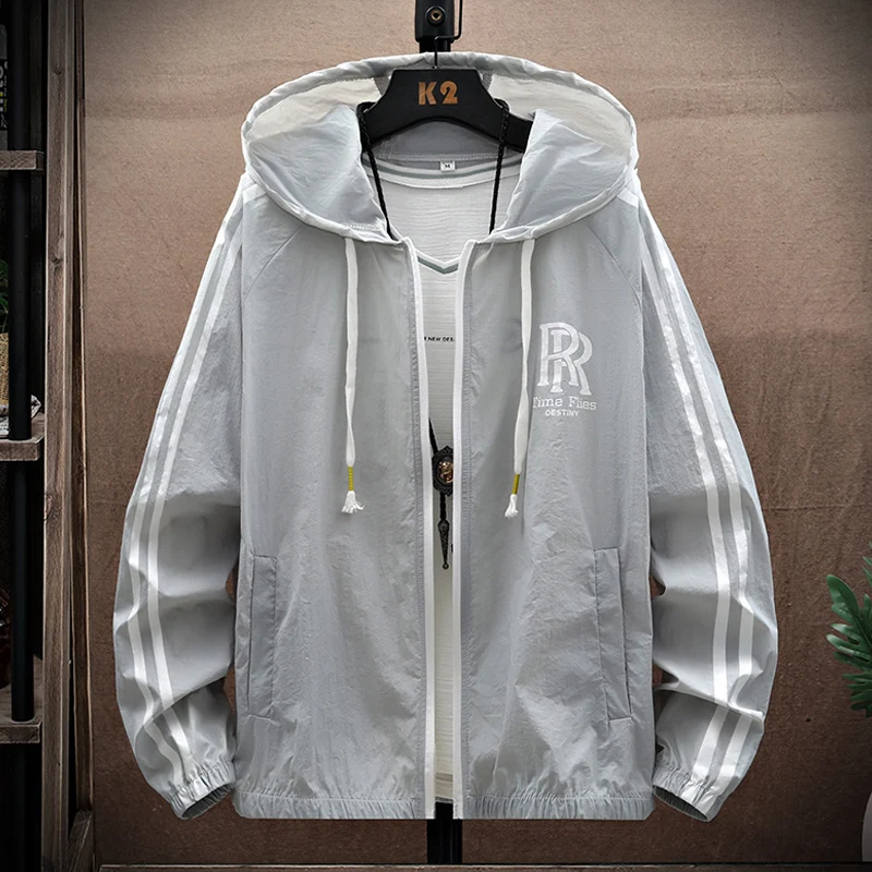 

Мужская летняя куртка из ледяного шелка: новая модель для активного отдыха, защита от солнца, модная повседневная одежда для подростков, дышащая, легкая