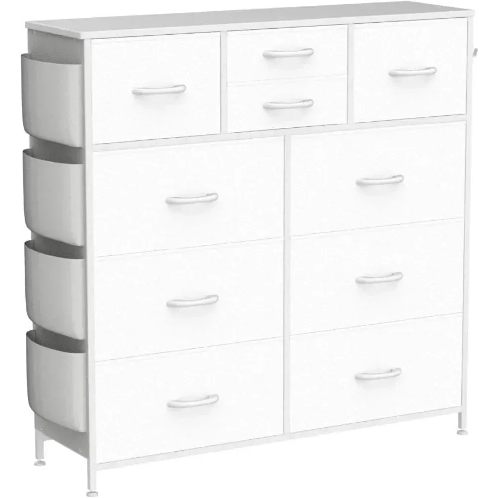 Dresser for Bedroom with Drawers, Chest of Drawers with Side Pockets , PU Storage Dresser